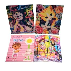 (3) Vintage Lisa Frank TIKANNI, KITTEN FRIENDS, RAINBOW ROCKERS Pocket Folders +